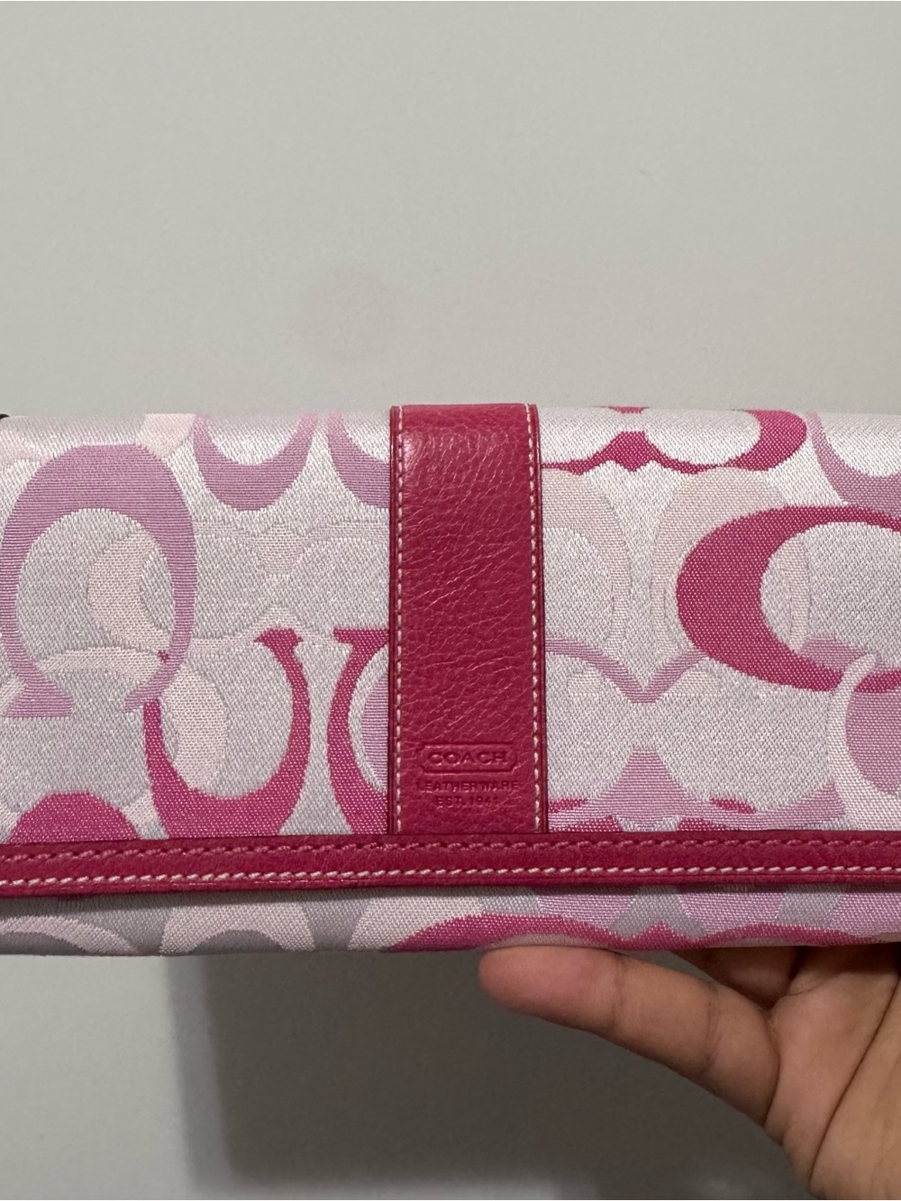 Vintage Coach Pink Signature Logo Wallet